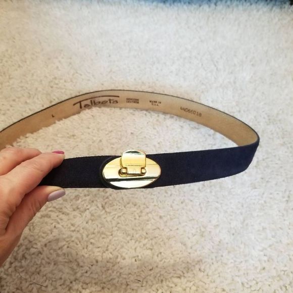 Talbots Accessories - Talbots Vintage Navy Gold Suede Belt Large